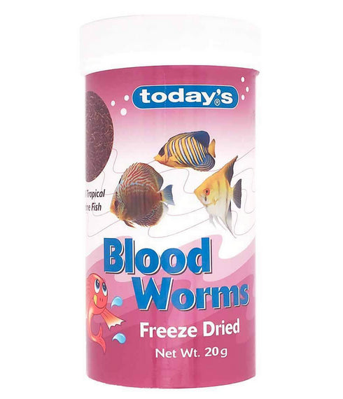 Todays Todays Bloodworms 20g Freeze Dried Blood Worms for All Tropical & Marine Fish